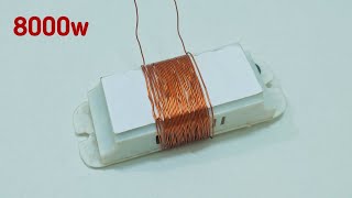 How to make 220v Energy 8000w Free Energy With Speaker And Light Bulb Transformer copper coil Tools [upl. by Jaela]