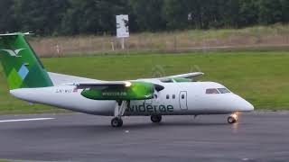 Widerøe Dash 8100 take Off i sterk vind og regnvær fra Ørsta Volda Lufthavn Hovden retning Oslo [upl. by Kraus]