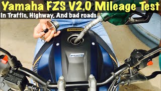 Yamaha FZS V20 Mileage test  Exact mileage in mixed riding [upl. by Fidellia40]