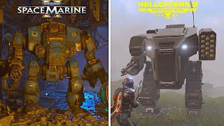 Space Marine 2 vs Helldivers 2 Details and Physics Comparison [upl. by Chabot619]