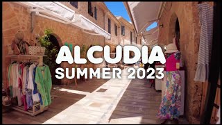 Alcudias Beautiful Old Town in July Summer  Mallorca Travel Guide [upl. by Yecniuq574]