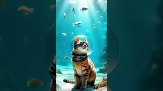 The in the water with fishes cats catshorts kitten cute aicat [upl. by Adeys]