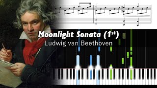 Beethoven  Moonlight Sonata 1st Movement  Piano Tutorial with Sheet Music [upl. by Kurr]