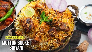 మటన్ బకెట్ బిర్యానీ  Mutton Bucket Biryani  Madras Style Mutton Dum Biryani  Vismai Food [upl. by Zela]