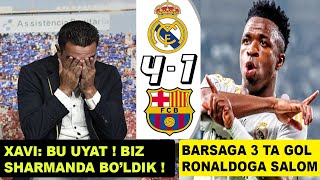 REAL BARSANI ER BILAN YAKSON QILDI XAVI UYAT DEDI VINICIUSDAN XET TRIK  REAL 41 BARSA  INTERVYU [upl. by Lacagnia]