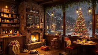 Cozy Winter Coffee Shop Ambience amp Crackling Fireplace ☕ Smooth Jazz Music to RelaxStudyWork [upl. by Yraeg]