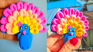 How To Make Peacock With Clay 🦚🦚  Beautiful Peacock Making  sopna1485 [upl. by Petersen]