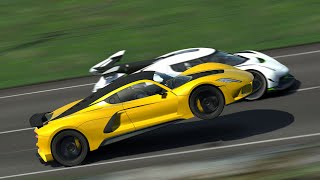 Hennessey Venom F5 vs Koenigsegg Jesko at Assettodrives Highlands  Assetto Corsa gameplay AC [upl. by Ehcar]