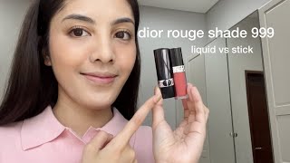 Dior Rouge Forever 999  Liquid vs Lipstick [upl. by Tait871]