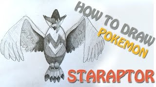 How to draw Pokemon STARAPTOR Easy step by step [upl. by Jenine]