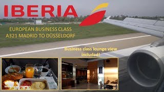 Iberia A321 Business Class Madrid to Düsseldorf with lounge [upl. by Airdnahc]