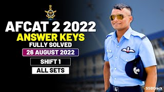 AFCAT 2 2022 Answer Keys Fully Solved 26 August 2022  Shift 1 All Sets [upl. by Lemert]