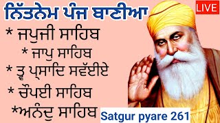 Nitnem panj bania  ਨਿਤਨੇਮ ਪੰਜ ਬਾਣੀਆ  Vol 261  japji sahib  panj bania da path  Satgurpyare [upl. by Enisaj]