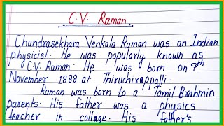 essay on CVRaman in englishChandrashekhar venkataraman par nibandhparagraph on CVRaman in engl [upl. by Eirolav]