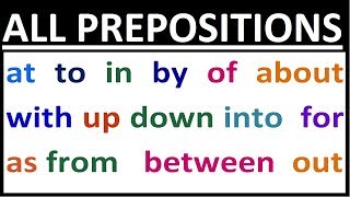 ALL PREPOSITIONS in ENGLISH GRAMMAR WITH EXAMPLES YOU NEED  ENGLISH GRAMMAR LESSONS FULL COURSE [upl. by Ardnasirk]