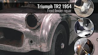 Triumph TR2 1954 Front fender repair [upl. by Nylesoy]