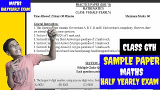 Class6 Maths  Half Yearly Exam Question Paper  Cbse Sample Paper Session 202324 [upl. by Broderick]