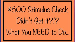 600 Stimulus Check – Didn’t Get It What You Need To Do Now [upl. by Jovi]