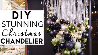 DIY Christmas Ball Chandelier  Christmas Decorations [upl. by Heydon]