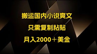 搬运国内小说爽文，只需复制粘贴，月入2000＋美金（教学配套工具资料） [upl. by Brosy]