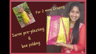 Saree prepleating and box foldsareewearingtipsviraltrending [upl. by Idnar938]