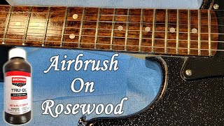 Airbrushing TruOil on a Guitars Rosewood Fretboard  Tips Tricks amp Secrets [upl. by Ecyaj]