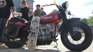 Cycle Source Magazine Ride In Bike Show Broken Spoke Saloon Laconia 2016  Deadbeatcustomscom [upl. by Melena]