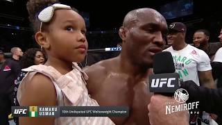 UFC 235 Kamaru Usman and Tyron Woodley Octagon Interview [upl. by Ehrlich437]