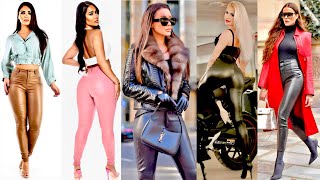 Fabulous metallic colours latex amp leather leggings pants ideas trending leatherleggings looks [upl. by Zetnom]