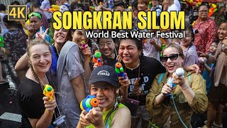 Bangkok Songkran 2024 in Silom road  Maha Songkran world water festival [upl. by Waldner]