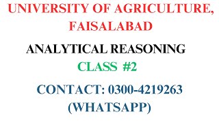 UAF MPhil amp PhD Test Preparation Class 2  UAF Postgraduate Admissions  Analytical reasoning [upl. by Daraj]