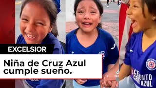 Pequeña aficionada de Cruz Azul cumple su sueño y rompe en llanto [upl. by Koetke]