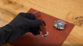 How to change a watch strap with Omega Deployant Clasp  Genteel Handmade [upl. by Profant130]