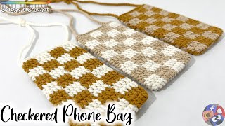 CROCHET “Checkered” Phone Bag  Tutorial [upl. by Arul63]