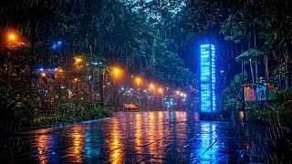 Quiet Night in the Park with Relaxing Sounds of Rain Falling Down the Empty Alleys Puddles amp Leaves [upl. by Dadirac609]