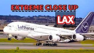 ‼️EXTREME CLOSE UP LUFTHANSA AIRBUS A380800 TAKEOFF FROM LOS ANGELES INTERNATIONAL AIRPORT [upl. by Gebler]