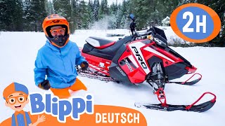 Blippi Deutsch  Blippis super schnelles rotes Schneemobil  Abenteuer und Videos für Kinder [upl. by Yrocaj918]