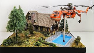 Kanada Blockhouse Diorama 135 with Flying Sikorsky Skycrane S64 Helicopter [upl. by Uird388]