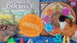 Wunder der Welt amp Buru Brettspiel Unboxing deutsch [upl. by Geesey193]