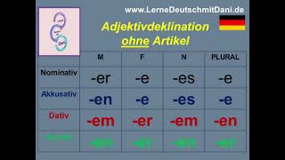 Deutsch lernen Adjektivdeklination ohne Artikel DaF [upl. by Rosemary822]