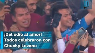 😍 Chucky Lozano y su emotivo momento con la afición del Napoli al conquistar la Serie A 😅 [upl. by Yxor366]