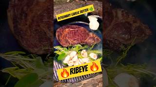 Ribeye Steak with Rosemary Garlic Butter food ribeye meat steak bbq nature camping beef [upl. by Harihs]