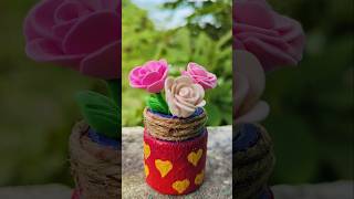 DIY Flower Vase With flowerReuse acrylic painting bottlediyartviralshortsshortslikeforlikes [upl. by Jegger483]