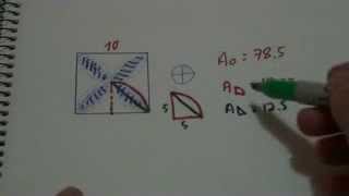 Área de la región sobreada 2  Matemática Básica  Áreas cuadrados y Círculos [upl. by Eimmot502]