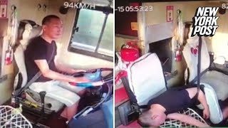 Bus driver collapses from stroke while driving [upl. by Gutow]