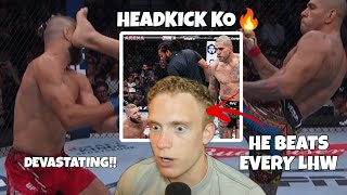 LUCAS TRACY goes INSANE watching Pereira Head Kick KO vs Jiri Prochazka 🔥 [upl. by Nickles670]