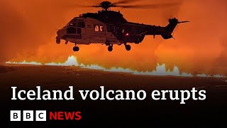 Iceland volcano erupts on Reykjanes peninsula  BBC News [upl. by Philly]