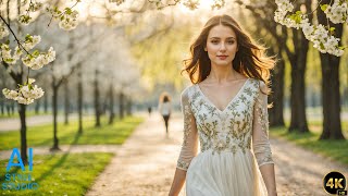 4K AI Art Lookbook Video of AI Girl ｜ Delicate Beauty Gracefully Wanders in the Park [upl. by Brew46]