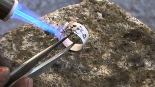 Soldering tiny setting onto silver ring [upl. by Ainola636]