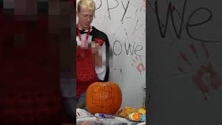 I almost lost a finger cutting this pumpkin funnnymoments funnyclips funny [upl. by Ymiaj851]